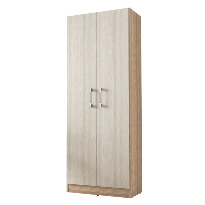 Armoire 2 Portes Chêne et Erable Mutifonctions L 61 H 160.6 P 31.8 cm - L 61 x l 31.8 x H 160.6 cm