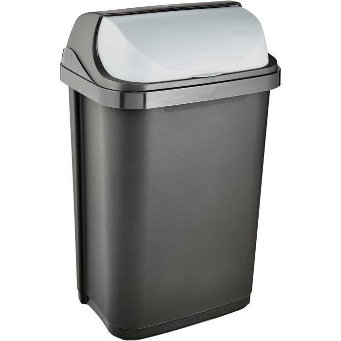Poubelle XXL 50L Avec Couvercle Dôme Coulissant Noir - Spetebo Ronde Recyclable
