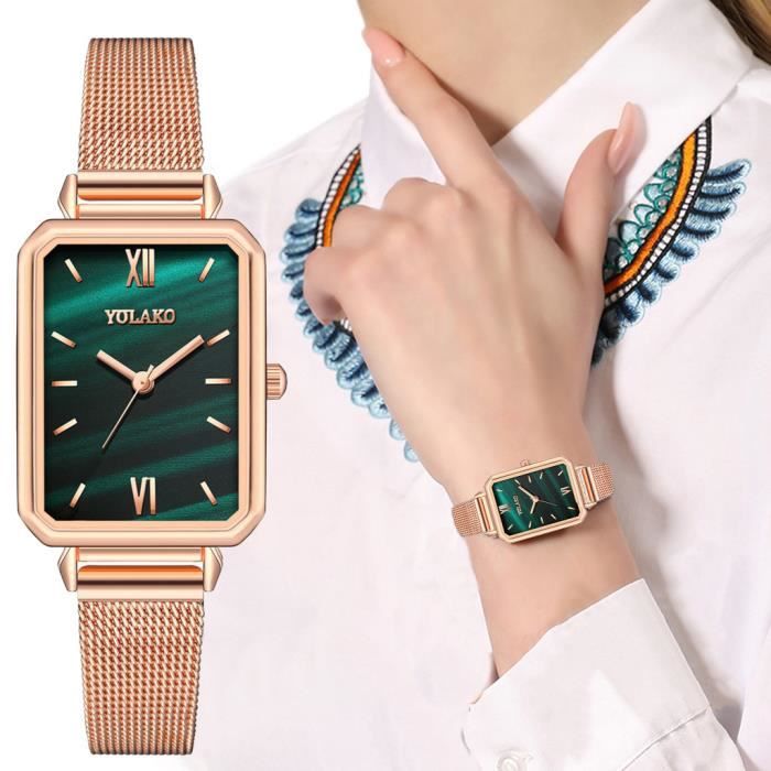 montre femme cadran rectangulaire