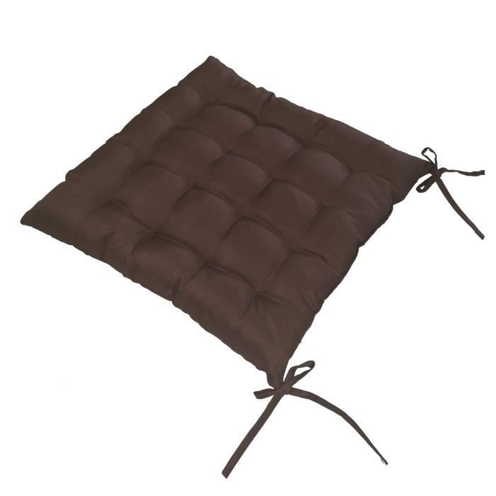 Coussin de chaise carré marron chocolat - 40x40x7cm