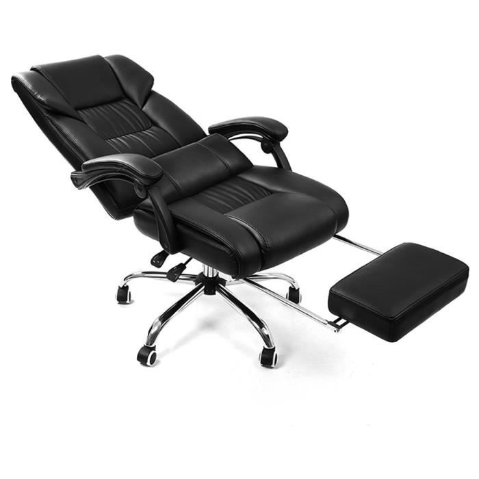 Fauteuil De Bureau Dossier Inclinable A 150 Hauteur Reglable 116 126 Cm Avec Repose Pieds Oreiller Lombaire Achat Vente Chaise De Bureau Noir Soldes Sur Cdiscount Des Le 20 Janvier Cdiscount
