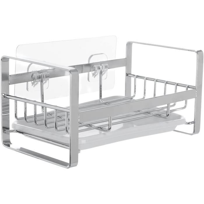 Organisateur De Caddie D'évier Brosse éponge De Comptoir Avec Bac De Vidange En Acier Inoxydable