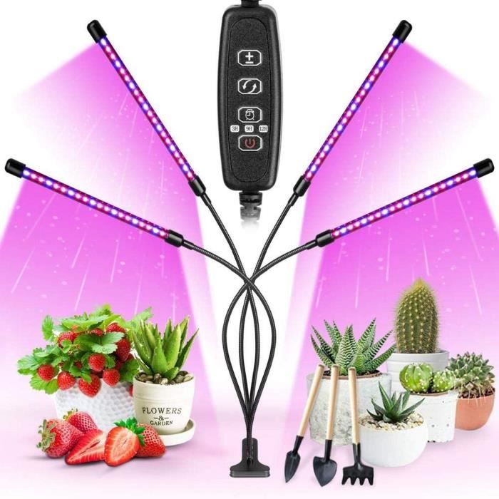 Lampe de culture de plafond à 4 têtes pour plantes d'intérieur, 192 LED