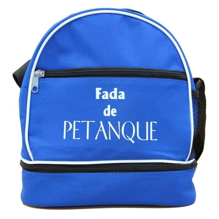 Sac bandoulière - Fada de pétanque - Modèle bleu - Contient 3 boules - Poche zippée - Mousse de protection