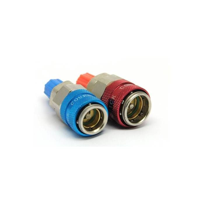 Adunsiaoto Lot De 2 Raccords Rapides R134A Haut/Bas – Adaptateurs Climatisation Auto Rapides Bleu & Rouge Pour Recharge Et Diagnostic