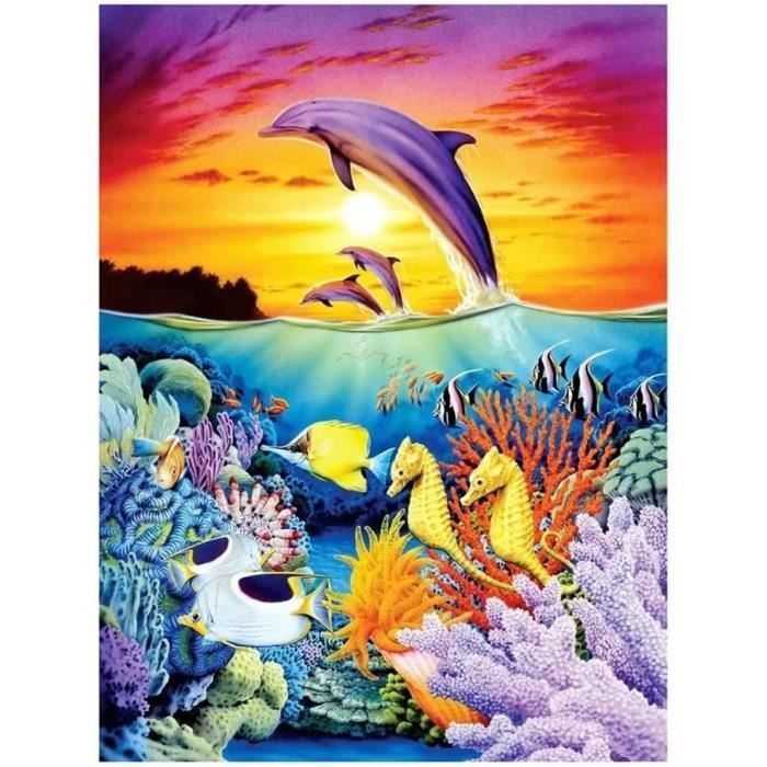 Kit Point De Croix Complet Adulte Coucher Du Soleil - Canevas 11CT 40x50cm DMC Débutant