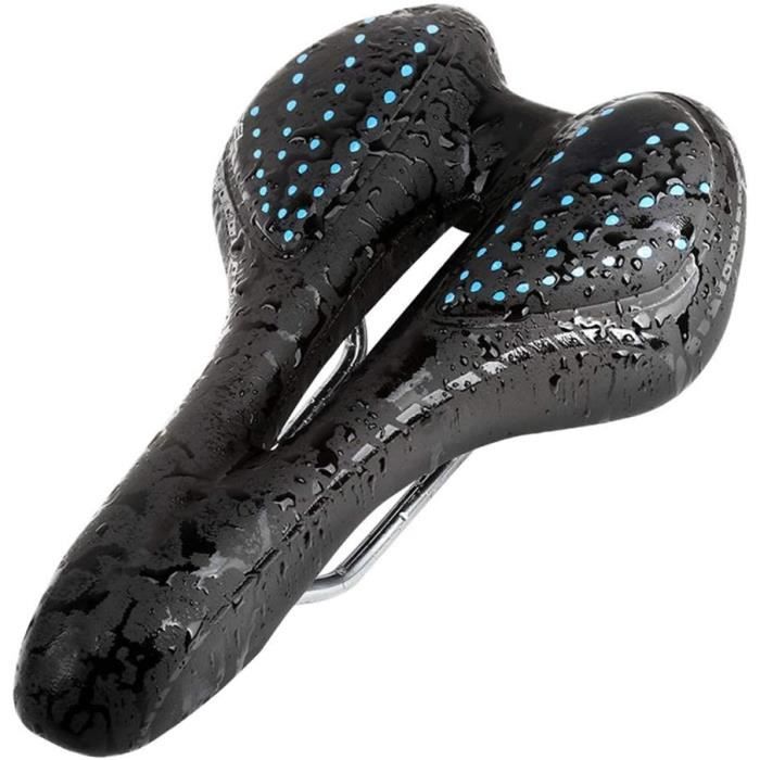 Selle VTT confortable en cuir microfibre et acier au chrome