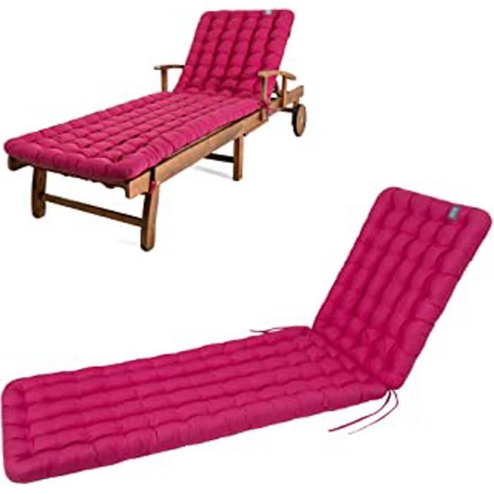 Coussin Pour Chaise Longue 200 X 60 X 8 Cm Rose - Cdiscount Jardin