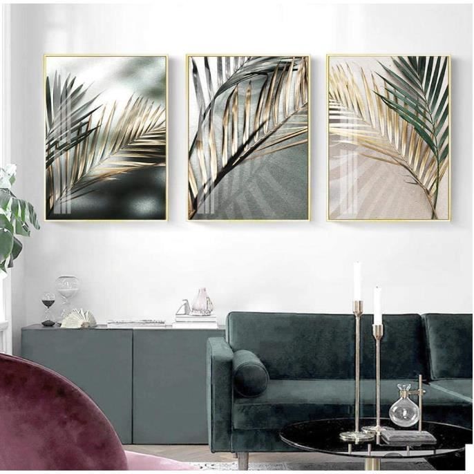 Acheter Affiche abstraite de feuilles de palmier dorées, décor de salle,  plante nordique, peinture sur toile, Art mural pour salon, décoration  intérieure de la maison