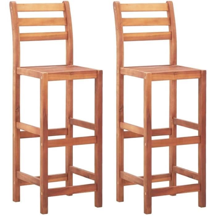 chaises de bar 2 pcs bois d'acacia solide[664]