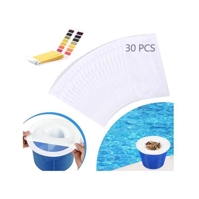 Avec bandes de test Ph ZDQC Lot de 20 filets de filtre de piscine Réutilisables chaussettes de skimmer et de skimmer 