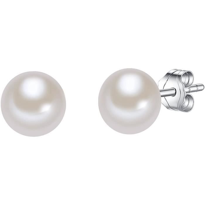 Boucles D'oreilles En Argent Avec Perles D'eau Douce Naturelles - Dormeuses Plaqué Or - ROSEMIMOSA
