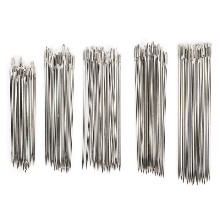 Lot De 12 Aiguilles D'ameublement De 4 Pouces (100mm) - Acier Inoxydable - Grand œil Pour Fil épais - Pour Canapé, Matelas, Cuir