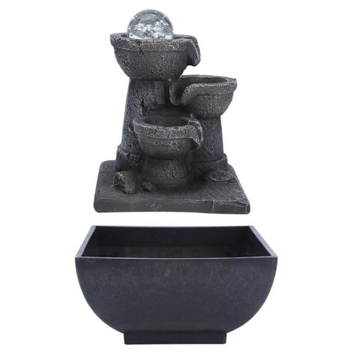 Fontaine à eau d'intérieur LED USB avec pierres pour décoration de bureau et maison