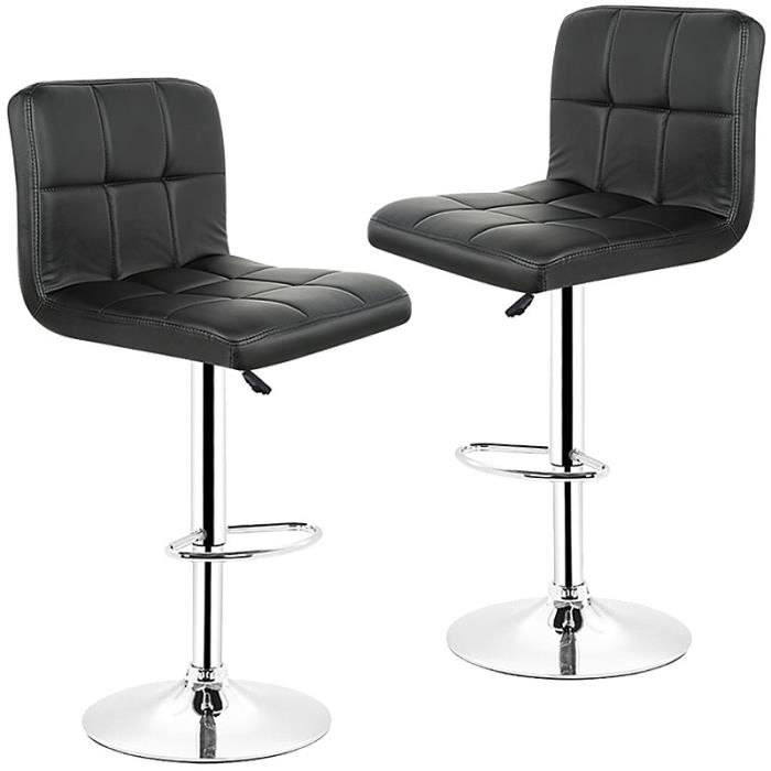 Lot de 2 chaises de bar rembourrées réglables et pivotantes sans accoudoirs - Gris