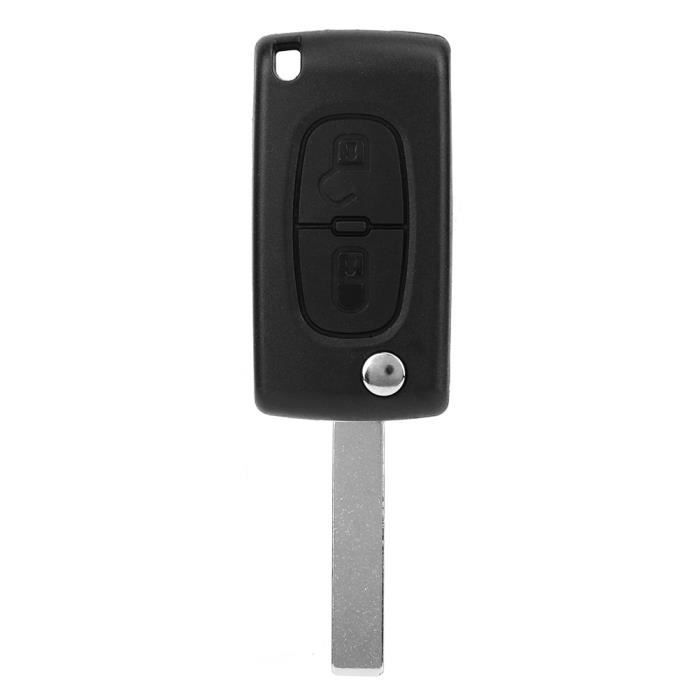 Clé de voiture à distance Coque de boîtier porte-clés de télécommande à 2 boutons pour Peugeot 2008 3008