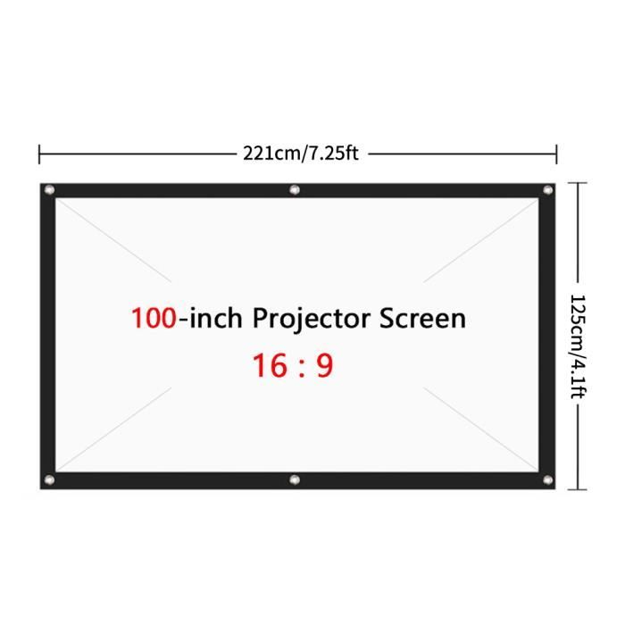 /Écran de Projection 100 Pouces 16 /écran ext/érieur de projecteur Home cin/éma 9 Portable Projecteur de Surface de Projection d/écran de Projection avec des Cordes