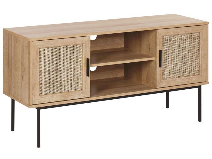 Meuble TV effet bois clair / rotin PASCO Meuble TV effet bois clair / rotin PASCO