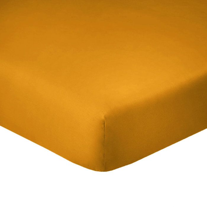 Drap Housse 180x200cm Bonnet 35cm 100% Coton 57fils Safran