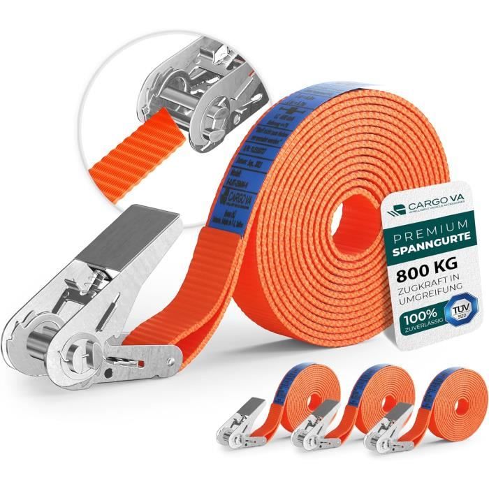 Lot De 4 Sangles D'Arrimage à Cliquet VEVOR 998kg - 25mm X 4.6m | Pour Camion, Remorque, Cargaison