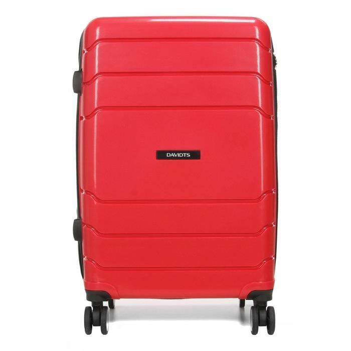 Valise cabine à 4 roulettes - Compartiment PC - Rouge DAVIDT'S