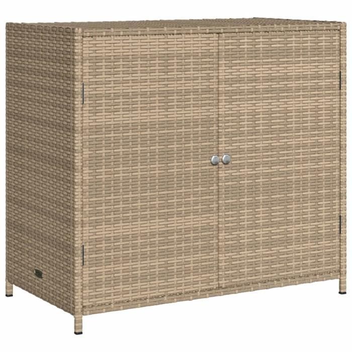 Coffre De Rangement Jardin 190L - Résine Tressée Beige - 100x50x50 Cm - Sac Intérieur Imperméable - Pour Coussins, Couvertures - 9