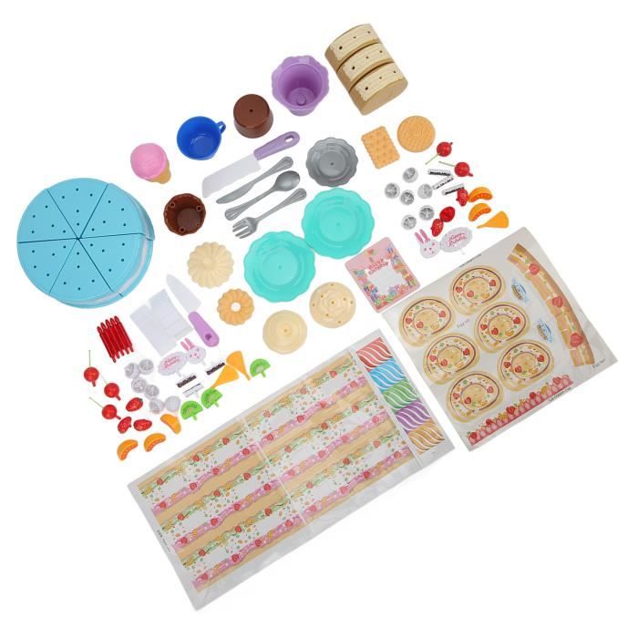 Jouet Dinette Gâteau Anniversaire 75 Pièces – Kit Pâtisserie Découpage & Collage Pour Enfants 3-6 Ans, Jeux De Rôle Cuisine Fun