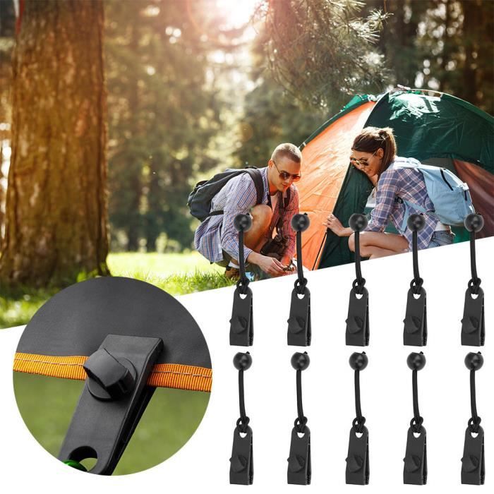 Clips de retenue de tente extérieure Pince de fixation coupe-vent avec  cordon élastique pour camping auvent caravane