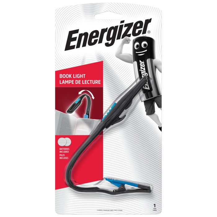 lampe de lecture LED - ENERGIZER - Booklite - 11 lumens - pliable - clipsable - éclairage jusquà 4 m - autonomie 25 h