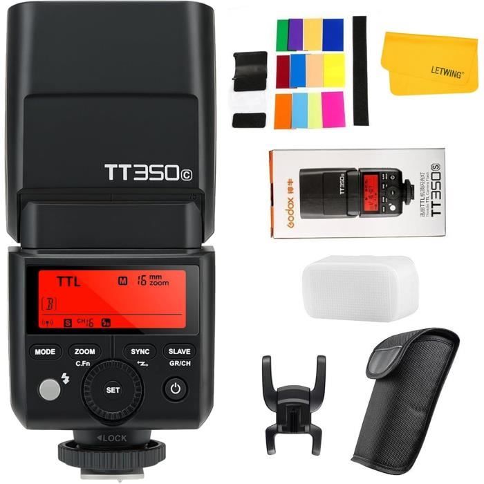 Godox TT350C Flash Speedlite 2.4G HSS TTL GN36 Per Canon – Sincro 1/8000s, Ricarica 0.1–2.2s, Testa Orientabile, Wireless