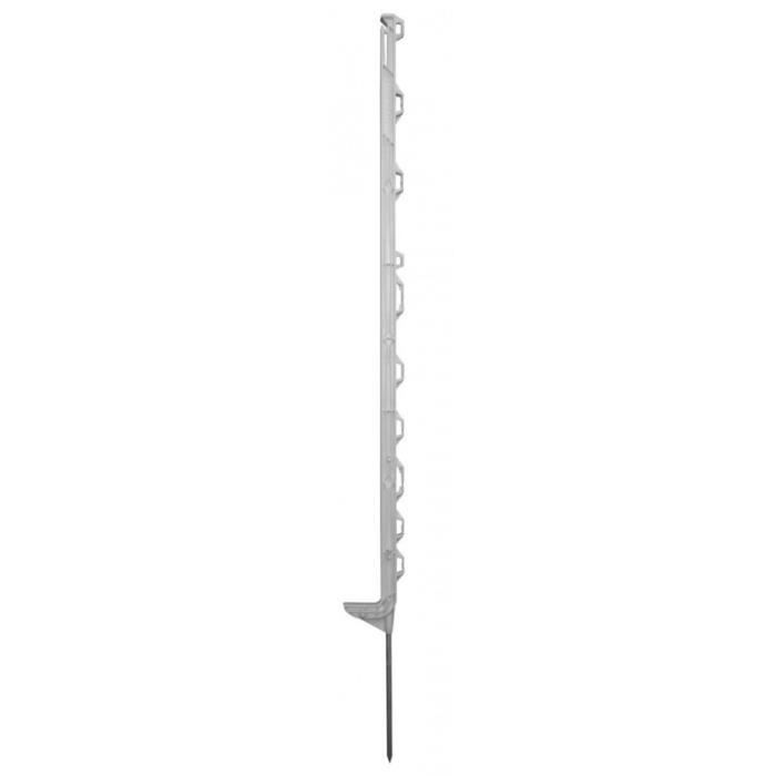 10 Piquets Plastiques Blancs Horizont - 105cm, Avec Oillets - Pour Clôtures, Fils, Rubans Jusqu'à 40mm