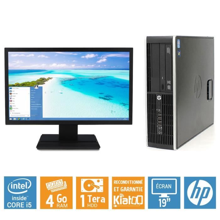 Ordinateur de bureau HP ELITE 8100 intel core I5 4 go ram 1 to disque dur TFT 19  pc de bureau reconditionnée W10 - Hewlett packard