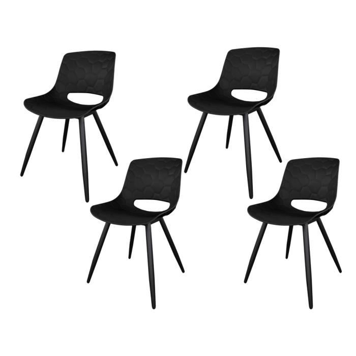 Brooklyn Lot De 4 Chaises De Salle A Manger Noir Contemporaine