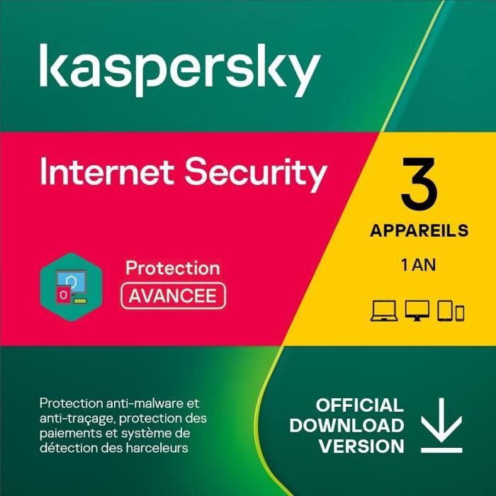 Kaspersky Internet Security 2022 | 3 Appareils | 1 An | Windows.