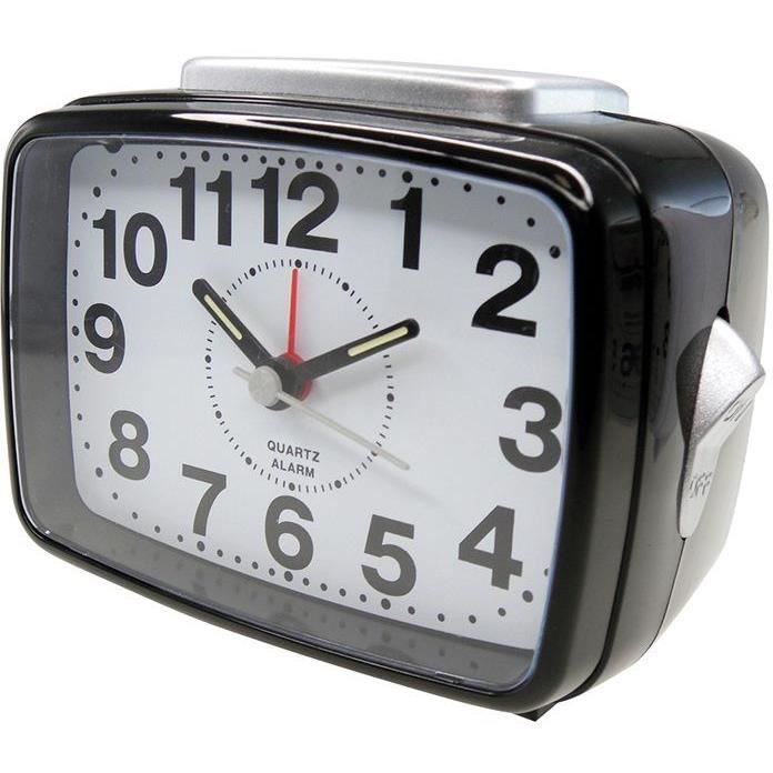 Réveil Horloge Noir Quartz Analogique Silent Desk Horloge Activités de réveil Pratique pour Femme Fille