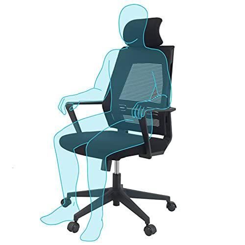 klim k300 office chair   chaise de bureau ergonomique + coussins et tissu doux + supporte jusqu’à 110 kg + fauteuil de bureau avec