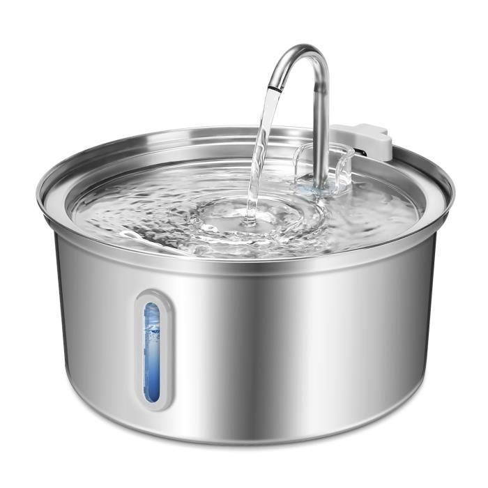 Meilleurs prix pour Fontaine à Eau Pour Chats 3.2L/108oz En Acier Inoxydable Avec Fenêtre De Niveau D'eau Pour Chats Et Chiens