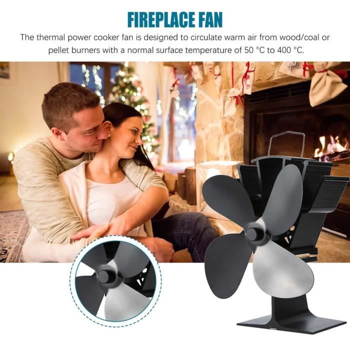 Ventilateur pour poele - 4 pales silencieux alimenté par la chaleur pour poêles à bois et cheminées. Écologique - Leshp
