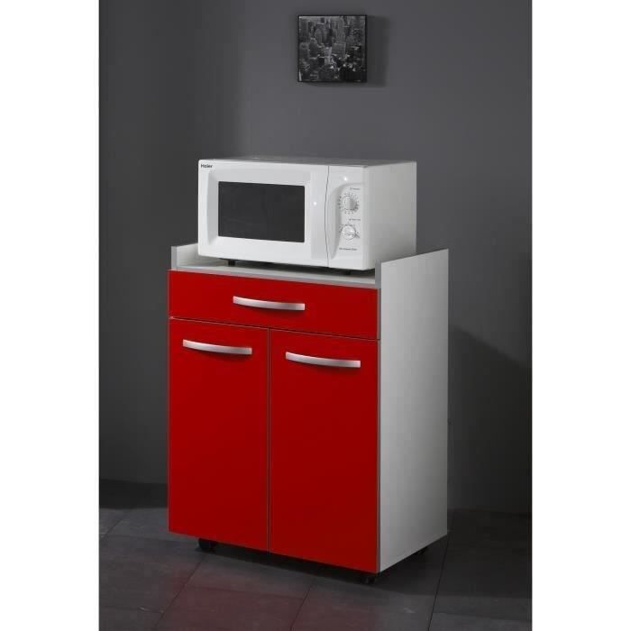 ekipa meuble bas micro ondes l 60 cm rouge mat harmony cdiscount maison