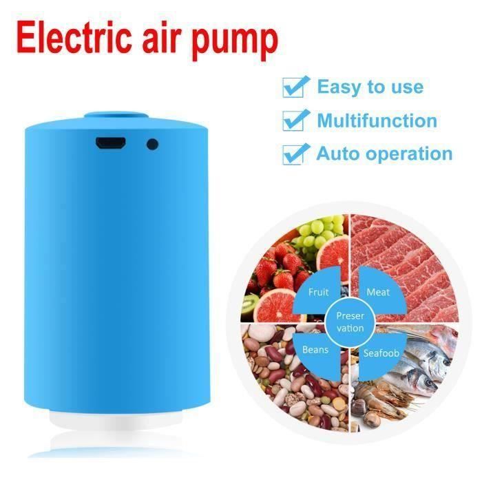 Pompe A Vide Automatique De Compression De Pompe A Vide De Menage Mini Avec Des Sacs Du Scelleur 5pcs Pour Le Voyage De Conservation Des Aliments De Cuisine Blue Appareils De Mise