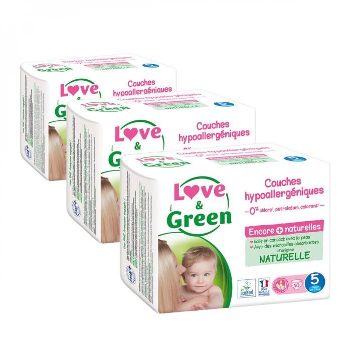 Love and Green - 120 couches hypoallergéniques écologiques - Taille 5 (11 à  25 kg) - Cdiscount Puériculture & Eveil bébé
