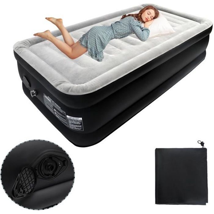 LZQ Matelas pneumatique autogonflant avec pompe électrique pour camping et usage domestique à 1 personnes.