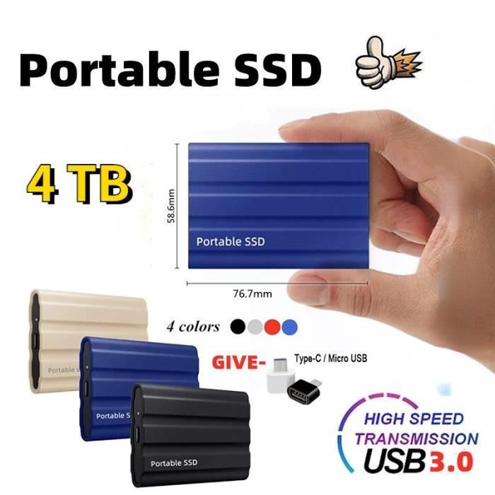 MAIMANRUI®Disque SSD Mini Disque Dur Externe Portable 4TB 4To Bleu Type-C -  Cdiscount Informatique