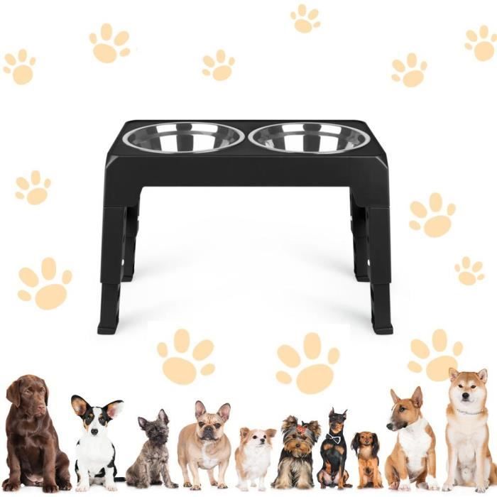 Meilleurs prix pour MENGDA Gamelle Chien Surelevee de 4 Hauteurs Ajustables, gamelle surelevee pour Chien avec gamelle Chien INOX,Convient aux Petits
