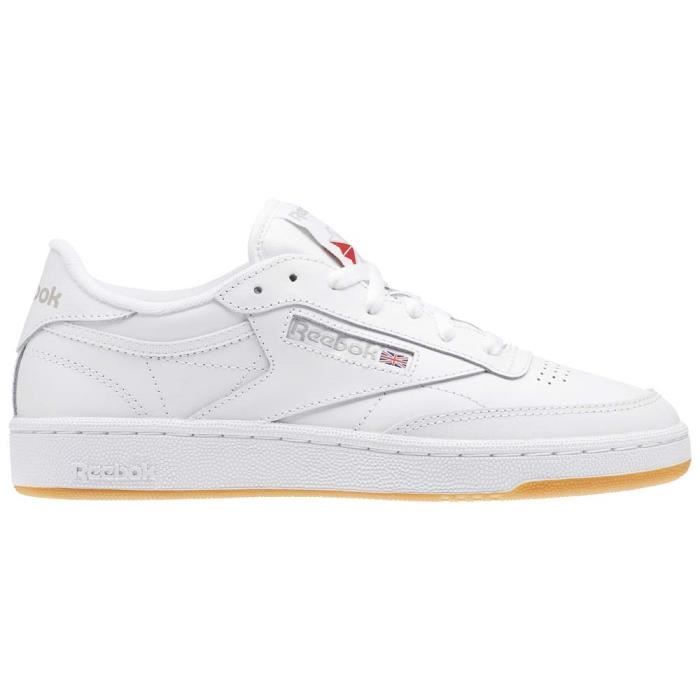 Baskets Reebok Classics Club C 85 Femme Blanc Lacets Cuir Plat Blanc Cdiscount Chaussures