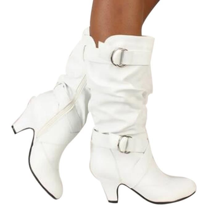 1 Paire Femme Haute Chaussures Fashion Lady Long Bottes Talon Épais Cuissardes
