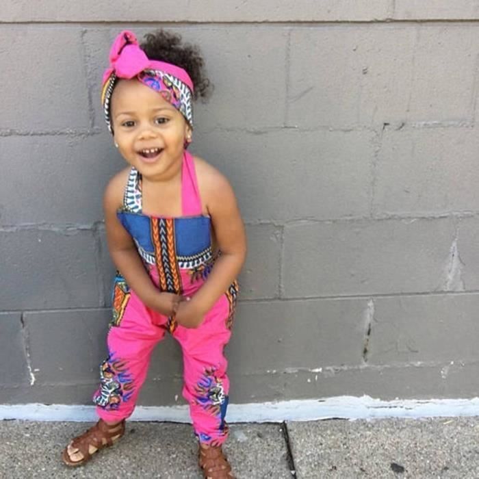 Tout Petit Enfant Bebe Fille Africaine Sans Manches Imprime Romper Bande Vetements Jumpsuit Cheveux Rose Vif Rose Vif Cdiscount Pret A Porter