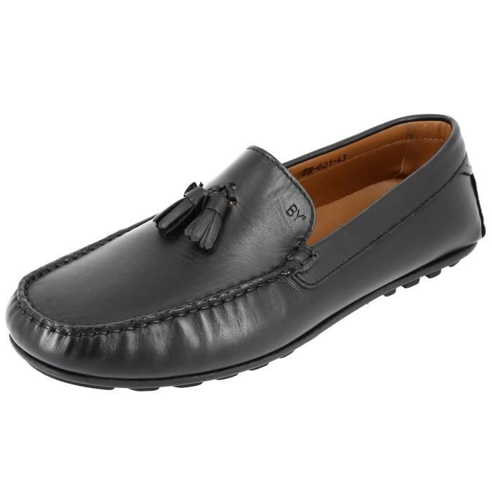 mocassin en cuir noir avec pompons - belym - confortable et esthétique