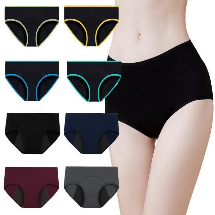 Lot de 8 Culotte Menstruelle pour Adolescente Fille Culottes Coton Slip  Regles Anti Fuite Sous-vêtement Lavable Ado 10 à 16 Ans