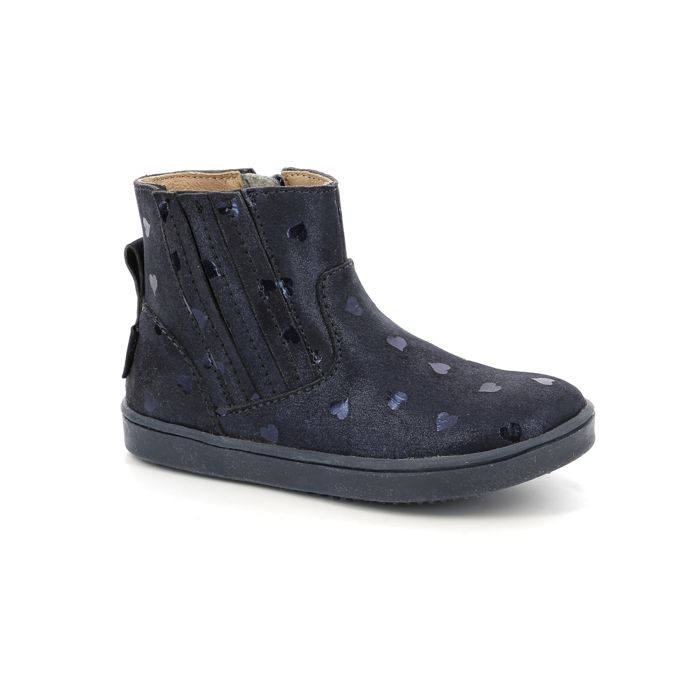 Bottines pour fille Aster Welsea Marine Cuir lastique Bleu